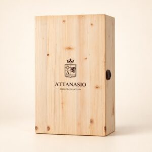 Cassetta da 2 bottiglie, confezione regalo in legno Attanasio