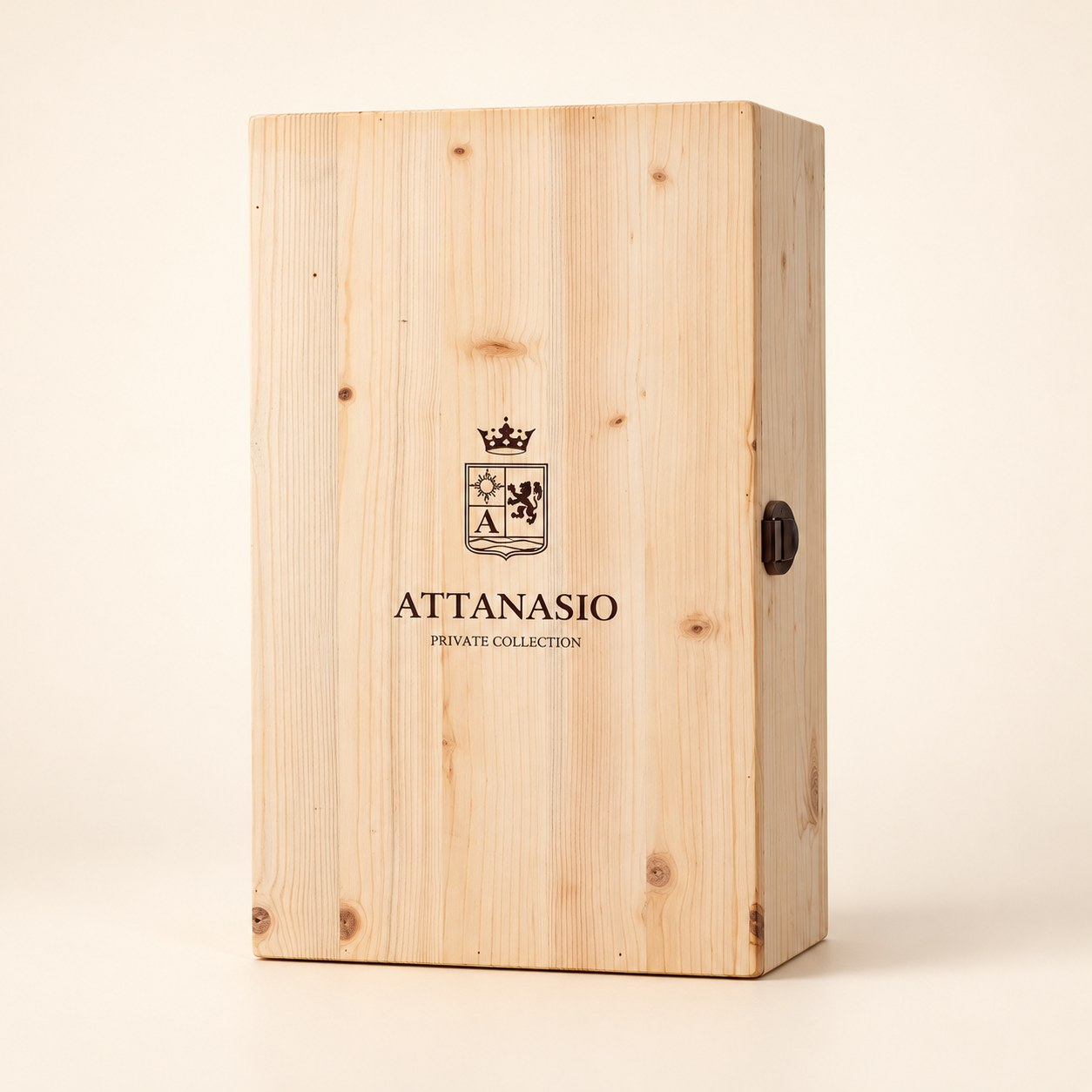 Cassetta da 2 bottiglie, confezione regalo in legno Attanasio