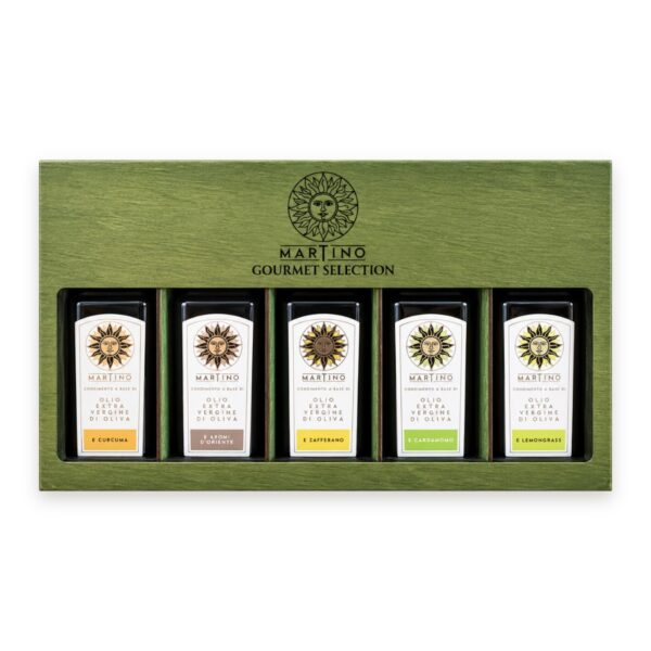 Cassetta Olio Gourmet – 5 oli aromatizzati (solo cassetta, olio non incluso)